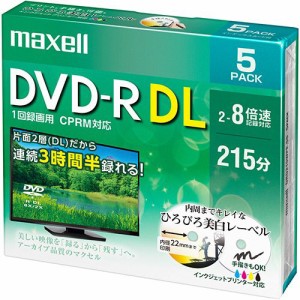 録画用DVD?R DL 215分 2?8倍速 ホワイトワイドプリンタブル 5mmスリムケース 1パック(5枚)