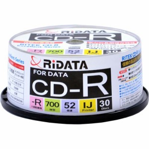 データ用CD?R 700MB 1?52倍速 ホワイトワイドプリンタブル スピンドルケース 1パック(30枚)