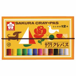 サクラクレパス　クレパス太巻　１２色（各色１本）　バンド付き　１箱