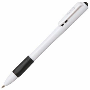 ノック式油性ボールペン グリップ付 0.7mm 黒 (軸:白) 1セット(100本:10本×10パック)