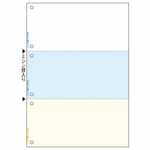 マルチプリンタ帳票 A4 カラー 3面(ホワイト/ブルー/クリーム) 6穴 1セット(500枚:100枚×5冊)