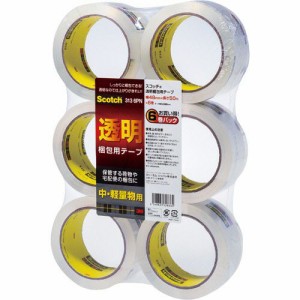 3M スコッチ 透明梱包用テープ 中・軽量物用 48mm×50m 1セット(36巻:6巻×6パック)