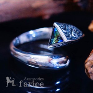 ミスティックトパーズ アラベスク 立体 三角形 フリーサイズ メンズ リング 指輪