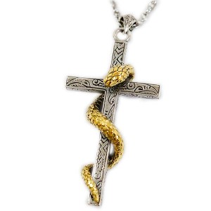 十字架 クロス スネーク 蛇 ゴールド 縁起物 金運 ペンダント ネックレス