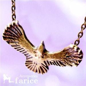 イーグル(鷲)モチーフ 羽ばたくウイング(翼)デザイン アンティークゴールドカラー メンズ ペンダント ネックレス