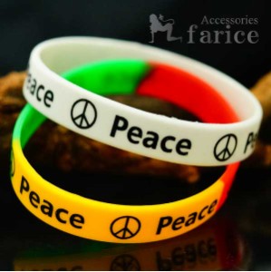 平和 勝利 Peace ピースサイン ラバーバンド ブレスレット レディース メンズ ユニセックス カラフル 樹脂 シリコンバンド ゴム バングル