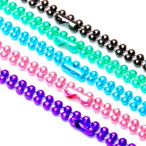 ボールチェーン カラフル メタルカラー レディース メンズ ネックレス 【紫/ピンク/水色/緑/黒】