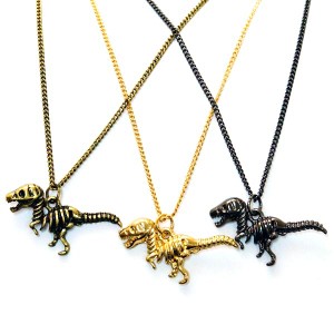 T.rex ティラノサウルス レックス 化石風 ペンダント ネックレス 【イエローゴールド/ブラック/アンティークゴールド】