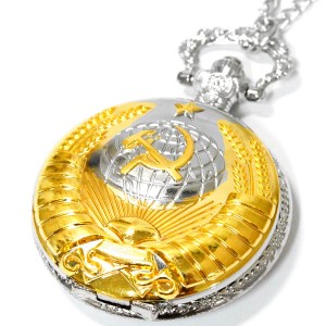 懐中時計 星 五芒星 スター ソビエト連邦 アラベスク 装飾 ゴールド メンズ ペンダント ネックレス