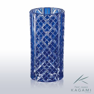 ( カガミクリスタル / ガラス ) 江戸切子 花瓶 ( F672-1844-CCB )