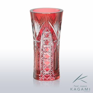 ( カガミクリスタル / ガラス ) 江戸切子 花瓶 ( F308-2672-CAU )