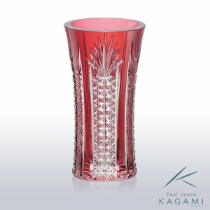 ( カガミクリスタル / ガラス ) 江戸切子 花瓶 ( F309-2673-CAU )