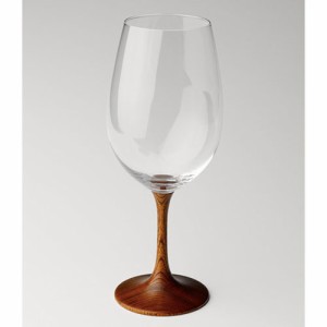 【越前塗・JAPAN Glass】白ワイングラス 拭き漆けやき（木目）（彫刻・ネーム入り）
