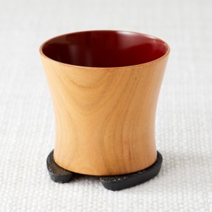 我杯・福おちょこ（既製品 お猪口/山桜・木肌（外）朱（内））