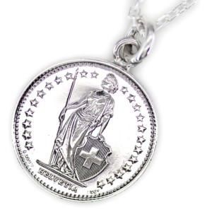 石輝 1フラン スイス コイン ネックレス ヘルヴェティア女神 Switzerland 硬貨 [720aln]