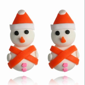 フィギアピアス（クリスマス 雪だるま） 1個販売 バックキャッチピアス 面白 手作り ユニーク おもちゃ 立体 3D おもしろ メンズ レディ
