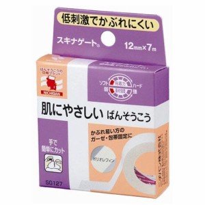 ニチバン 低刺激巻ばんそう膏 スキナゲート 12mm幅 7m巻き 1巻入り（絆創膏）