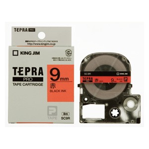 「テプラ」ＰＲＯ　ＳＲシリーズ専用テープカートリッジ [SC9R] 1巻8ｍ カラーラベル［パステル］８ｍ 本体色：赤ラベル　黒文字（ラベル