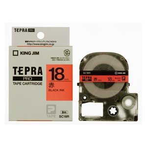 「テプラ」ＰＲＯ　ＳＲシリーズ専用テープカートリッジ [SC18R] 1巻8ｍ カラーラベル［パステル］８ｍ 本体色：赤ラベル　黒文字（ラベ