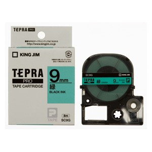 「テプラ」ＰＲＯ　ＳＲシリーズ専用テープカートリッジ [SC9G] 1巻8ｍ カラーラベル［パステル］８ｍ 本体色：緑ラベル　黒文字（ラベル