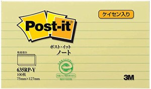 【ゆうパケット配送対象】ポスト・イット ノート 罫線入り 再生紙 635RP-Y イエロー 75mmx127mm 100枚/パッド 635RP-Y(ポスト投函 追跡