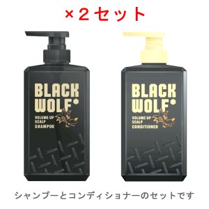 【大正製薬】 [ブラックウルフ] ボリュームアップ スカルプ シャンプー&コンディショナーポンプタイプ  (380mL) (x2個セット)[男性向け