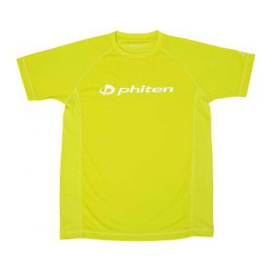 ファイテン PHITEN ユニセックス RAKUシャツSPORTS 半袖 ロゴ入り Tシャツ ライム×ロゴ白 Sサイズ 吸汗 速乾 メッシュ JG357003