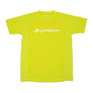 ファイテン PHITEN ユニセックス RAKUシャツSPORTS 半袖 ロゴ入り Tシャツ ライム×ロゴ白 2XOサイズ 吸汗 速乾 メッシュ JG357008