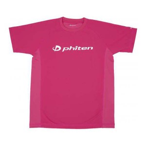 ファイテン PHITEN ユニセックス RAKUシャツSPORTS 半袖 ロゴ入り Tシャツ ピンク×ロゴ白 Sサイズ 吸汗 速乾 メッシュ JG358003