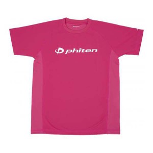 ファイテン PHITEN ユニセックス RAKUシャツSPORTS 半袖 ロゴ入り Tシャツ ピンク×ロゴ白 Oサイズ 吸汗 速乾 メッシュ JG358006