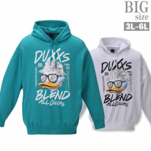 パーカー 大きいサイズ メンズ DUCK DUDE プルオーバーパーカー プリント キャラ アヒル C030112-01