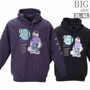 プルオーバーパーカー 大きいサイズ メンズ DUCK DUDE パーカー プリント キャラ アヒル C030112-02
