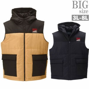 中綿ベスト 大きいサイズ メンズ H by FIGER フード 暖か 秋冬 ブランド フルジップ C041102-10