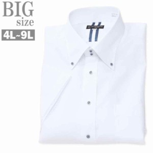 ワイシャツ 半袖 大きいサイズ メンズ カッター ドレスシャツ 形態安定 冷感 ボタンダウン C050424-03