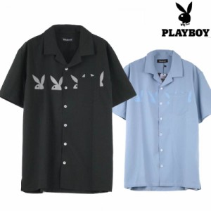 サマーシャツ メンズ オープンカラーシャツ 開襟シャツ 半袖 PLAY BOY プレイボーイ Q020617-04