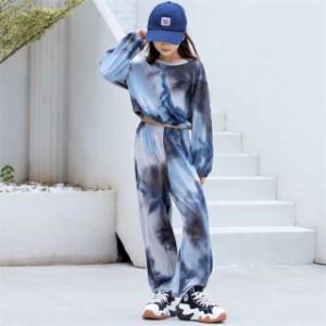 子供服スウェットセット女の子セットアップジャージ上下長袖春服2点セットパンツセット韓国風Tシャツ長パンツタイダイ染