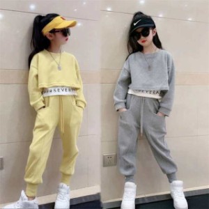 子供服ジャージ女の子スウェットセット長袖韓国風セットアップキッズ春服ジャージ上下パンツセット2点セットレイヤード風