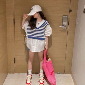 韓国子供服Tシャツ半袖女の子レイヤード風Tシャツ子供服おしゃれゆったり可愛い子ども服トップス普段着運動着