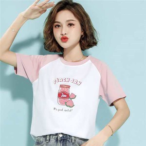 Tシャツ 半袖 レディース 可愛い カジュアル 夏Tシャツ オシャレ夏用 韓国風 プリント 綿 夏Tシャツ 女性Tシャツ ゆったり 通勤