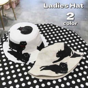 バケットハット 帽子 レディース ぼうし 折りたたみ 猫柄 持ち歩き便利 可愛い 日除け UV対策 紫外線対策 熱中症対策 女性