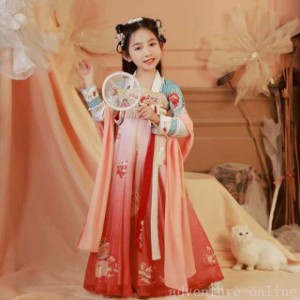 子供服 ワンピース キッズ 女の子 漢服 ブルー レッド カジュアル 中国子ども服 お姫様 中国風 ドレス dress 誕生日 七五三 子ども お