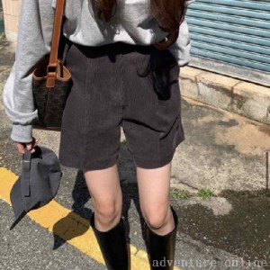 ボトムス パンツ レディース ズボン コーデュロイパンツ ワイドパンツ ショートパンツ ハーフパンツ ショーパン 短パン コーデュロイ 無