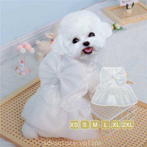 犬服 犬の服 犬 犬用品 ドッグウェア ウェディングドレス ワンピース リボン レース パーティードレス 結婚式 ペットウェア 洋服 撮影 コ