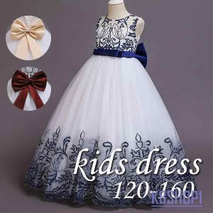 子供ドレス ロングドレス キッズドレス 女の子 フォーマル 発表会 結婚式ワンピース160cm ネイビー