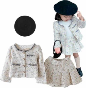 新入荷服 子供服 女の子 卒園式 80-120cm入学式 フォーマル ワンピース 卒園式 卒業式 入園式 キッズ フォーマル ツイードスーツ ベレー