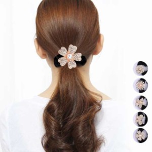 ヘアゴム ビジュー ヘアアクセサリー上品 韓国ファッション ビジューポニー蝶々 ゴムポニー 