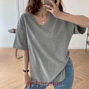 トップス カットソー Tシャツ チュニック レディース 体型カバー レディースファッション Vネック 半袖 大きいサイズ 春夏