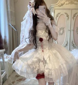 Lolita ロリータ コスプレ ウェディングドレスマキシチュールボートネック日常服ゴスロリワンピース人形師 ドレス