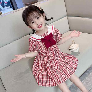 子供服 ワンピース キッズ 女の子 夏服 半袖ワンピース チェック柄 蝶結び 韓国子ども服 子供ドレス ベビー服 お姫様 おしゃれ 可愛い カ