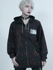 送料無料/[APPAREL]/セックスポットリベンジ/VANDAL GRUNGE ZIP パーカ 黒×赤ペイント (F) ゴスロリ・パンク/SEX POT ReVeNGe